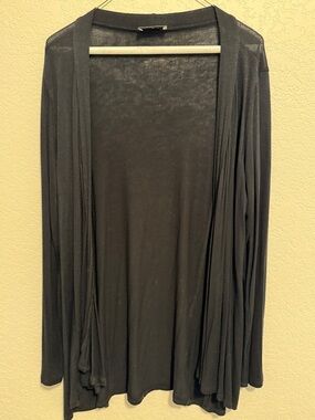 Women's Black Open-Front Draped Cardigan